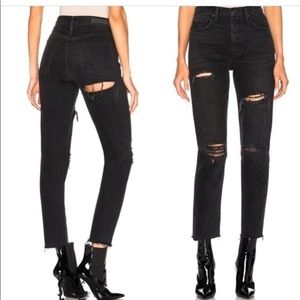 NWOT GRLFRND Black Ripped Jeans Size 28